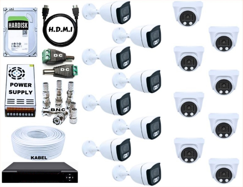 PAKET CCTV COLORVU AUDIO 16 KAMERA KOMPLIT - 5MP TURBO HD 1080P