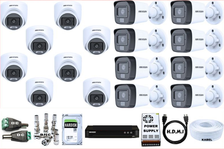 PAKET CCTV 16 KAMERA HIKVISION COLORVU AUDIO KOMPLIT – 2MP TURBO HD 1080P