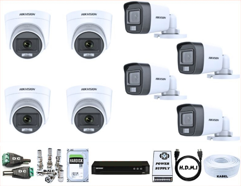 PAKET CCTV 8 KAMERA HIKVISION COLORVU AUDIO KOMPLIT - 2MP TURBO HD 1080P